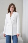 4 Düğmeli Kruvaze Kadın Ceket Beyaz
