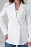 4 Düğmeli Kruvaze Kadın Ceket Beyaz