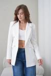 4 Düğmeli Kruvaze Kadın Ceket Beyaz