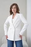 4 Düğmeli Kruvaze Kadın Ceket Beyaz