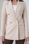 4 Düğmeli Kruvaze Kadın Ceket Bej