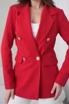 4 Düğmeli Kruvaze Kadın Ceket Kırmızı