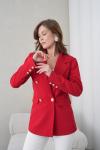 4 Düğmeli Kruvaze Kadın Ceket Kırmızı