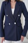4 Düğmeli Kruvaze Kadın Ceket Lacivert