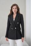 4 Düğmeli Kruvaze Kadın Ceket Siyah