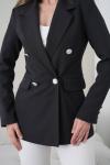 4 Düğmeli Kruvaze Kadın Ceket Siyah