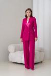 6 Düğmeli Kruvaze Ceketli Kadın Takım Fuşya