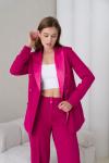 6 Düğmeli Kruvaze Ceketli Kadın Takım Fuşya