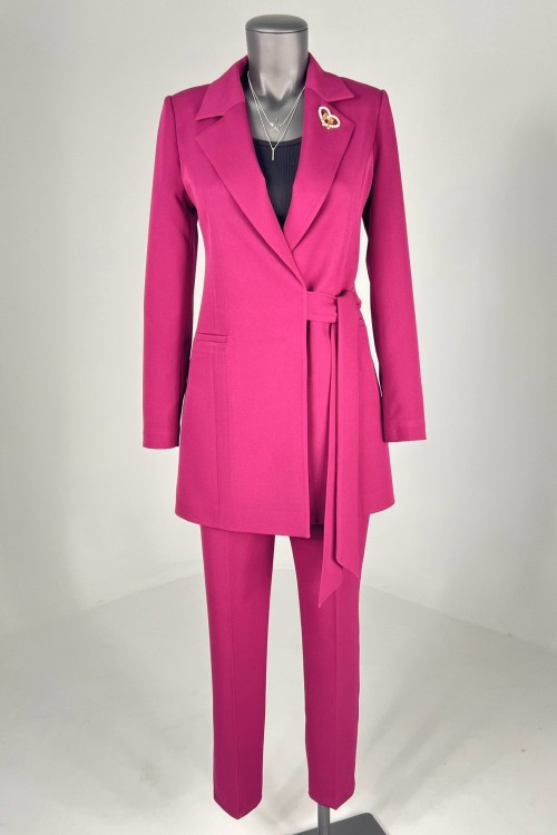 Bağlamalı Kadın Takım Elbise Mürdüm