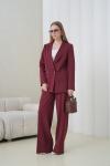 Çift Düğmeli Salaş Kadın Takım Elbise Bordo