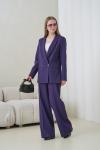 Çift Düğmeli Salaş Kadın Takım Elbise Mor
