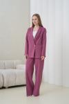 Çift Düğmeli Salaş Kadın Takım Elbise Lila
