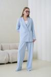Çift Düğmeli Salaş Kadın Takım Elbise Bebe Mavisi