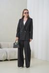 Çift Düğmeli Salaş Kadın Takım Elbise Siyah