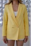 Çift Düğmeli Salaş Kadın Ceket Limon