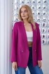 Çift Düğmeli Salaş Kadın Ceket Fuşya
