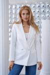 Çift Düğmeli Salaş Kadın Ceket Beyaz