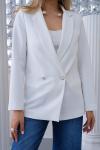 Çift Düğmeli Salaş Kadın Ceket Beyaz