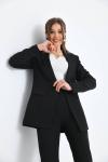 Düğmeli Atlas Kadın Takım Elbise Siyah