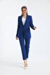 Düğmeli Atlas Kadın Takım Kadın Takım Lacivert