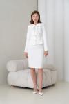 Fiyonklu Ceket Etekli Kadın Takım Elbise Beyaz