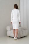 Fiyonklu Ceket Etekli Kadın Takım Elbise Beyaz