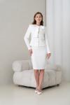Fiyonklu Ceket Etekli Kadın Takım Elbise Beyaz