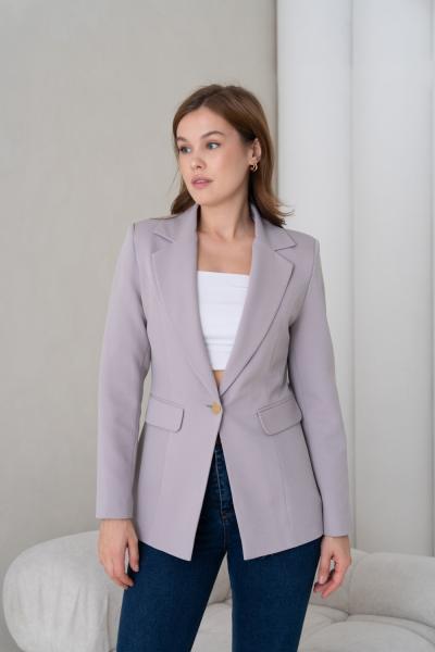 Gold Düğmeli Kadın Ceket Gri