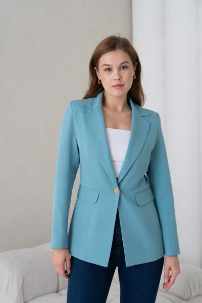 Gold Düğmeli Kadın Ceket Turkuaz