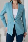 Gold Düğmeli Kadın Ceket Turkuaz