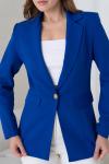 Gold Düğmeli Kadın Ceket Saks Mavisi