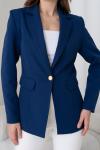 Gold Düğmeli Kadın Ceket Açık Lacivert