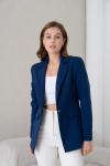 Gold Düğmeli Kadın Ceket Açık Lacivert