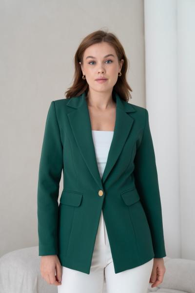 Gold Düğmeli Kadın Ceket Zümrüt Yeşili