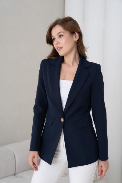 Gold Düğmeli Kadın Ceket Koyu Lacivert
