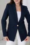 Gold Düğmeli Kadın Ceket Koyu Lacivert