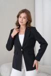 Gold Düğmeli Kadın Ceket Siyah