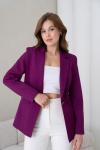 Gold Düğmeli Kadın Ceket Mor