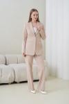 İncili Süslemeli Kadın Takım Elbise Bej