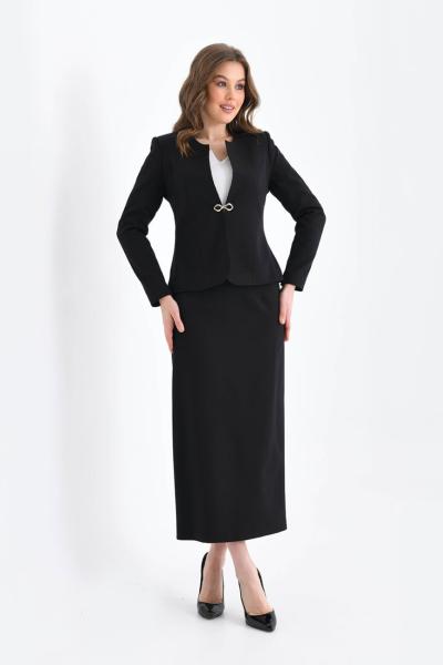 Kalem Etekli Kadın Takım Elbise Siyah