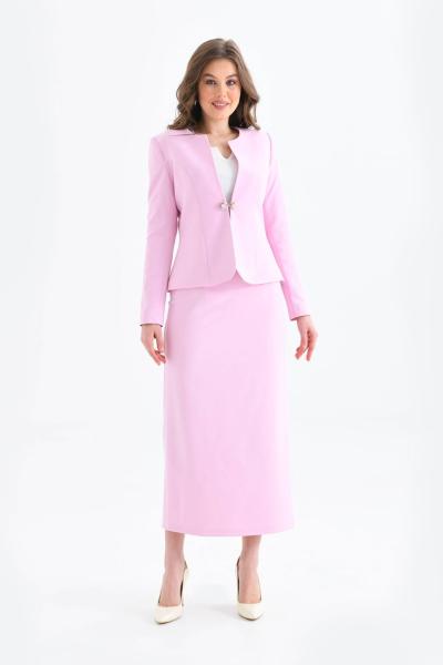 Kalem Etekli Kadın Takım Elbise Pembe