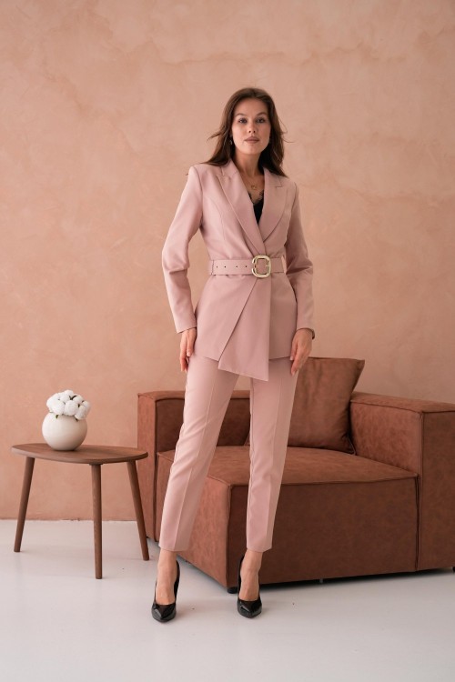 Kemerli Aller Kadın Takım Elbise Bej