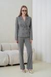 Kemik Düğmeli Kadın Takım Elbise Gri