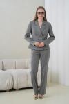 Kemik Düğmeli Kadın Takım Elbise Gri