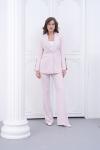 Kol Aksesuarlı İspanyol Paça Pantolonlu Kadın Takım Elbise Açık Pembe