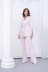 Kol Aksesuarlı İspanyol Paça Pantolonlu Kadın Takım Elbise Açık Pembe