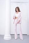 Kol Aksesuarlı İspanyol Paça Pantolonlu Kadın Takım Elbise Açık Pembe