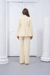 Kol Aksesuarlı İspanyol Paça Pantolonlu Kadın Takım Elbise Limon