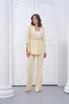 Kol Aksesuarlı İspanyol Paça Pantolonlu Kadın Takım Elbise Limon