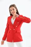 Kolu Düğmeli Blazer Kadın Ceket Kırmızı